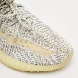 Yeezy x Adidas White/Grey Knit Fabric Boost 350 V2 Static (Non Reflective) Sneakers Size 42 2/3