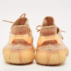 Yeezy x Adidas Orange Knit Fabric Boost 350 V2 Clay Sneakers Size 42 2/3