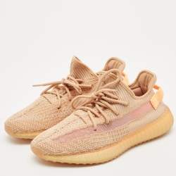 Yeezy x Adidas Orange Knit Fabric Boost 350 V2 Clay Sneakers Size 42 2/3