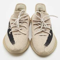 Yeezy x Adidas Grey/Black Knit Fabric Boost 350 V2 Slate Sneakers Size 43 1/3