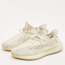 Yeezy x Adidas Off White Knit Fabric Boost 350 V2 Bone Sneakers Size 43 1/3