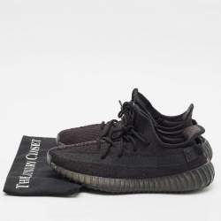 Yeezy x Adidas Black Knit Fabric Boost 350 V2 Black Cinder Low Top Sneakers Size 43 1/3