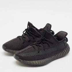 Yeezy x Adidas Black Knit Fabric Boost 350 V2 Black Cinder Low Top Sneakers Size 43 1/3