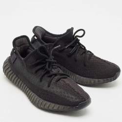 Yeezy x Adidas Black Knit Fabric Boost 350 V2 Black Cinder Low Top Sneakers Size 43 1/3