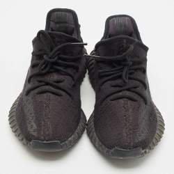 Yeezy x Adidas Black Knit Fabric Boost 350 V2 Black Cinder Low Top Sneakers Size 43 1/3