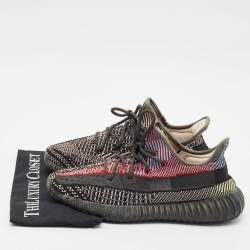Yeezy x Adidas Black Knit Fabric Boost 350 V2 Yecheil Reflective Sneakers 43 1/3