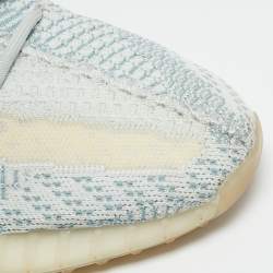 Pre Owned Yeezy x Adidas Blue/White Knit Fabric Boost 350 V2 Cloud White (Non-Reflective) Sneakers 43 1/3