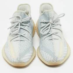 Pre Owned Yeezy x Adidas Blue/White Knit Fabric Boost 350 V2 Cloud White (Non-Reflective) Sneakers 43 1/3