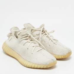 Yeezy x Adidas White Knit Fabric Boost 350 V2 White Sneakers Size 40
