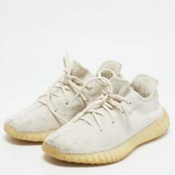 Yeezy x Adidas White Knit Fabric Boost 350 V2 White Sneakers Size 40