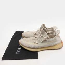 Yeezy x Adidas Pale Green Cotton Knit Boost 350 V2 Citrin Non Reflective Sneakers Size 46 2/3