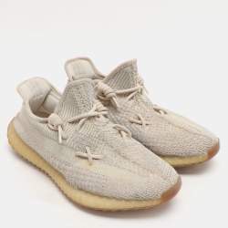 Yeezy x Adidas Pale Green Cotton Knit Boost 350 V2 Citrin Non Reflective Sneakers Size 46 2/3