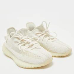 Yeezy x Adidas White Knit Fabric Boost 350 V2 White Sneakers Size 41 1/3