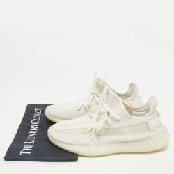 Yeezy x Adidas White Knit Fabric Boost 350 V2 White Sneakers Size 41 1/3