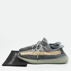 Adidas x Yeezy Boost 350 V2 Ash Blue/Grey Knit Fabric Lace Up Sneakers Size 44 2/3