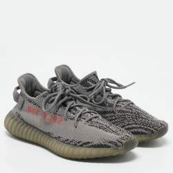 Yeezy x Adidas Grey/Black Knit Fabric Boost 350 V2 Grey Non-Reflective Sneakers 44 1/2