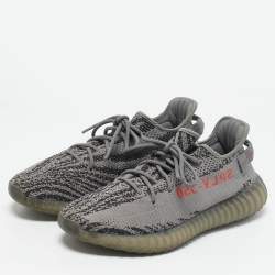 Yeezy x Adidas Grey/Black Knit Fabric Boost 350 V2 Grey Non-Reflective Sneakers 44 1/2