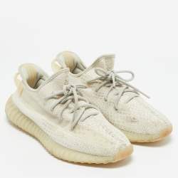 Yeezy x Adidas Cream Knit Fabric Boost 350 V2 Cloud White Sneakers Size 44 1/3