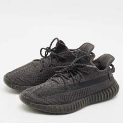 Yeezy x Adidas Black Knit Fabric Boost 350 V2 Black Cinder Low Top Sneakers Size 44 1/3