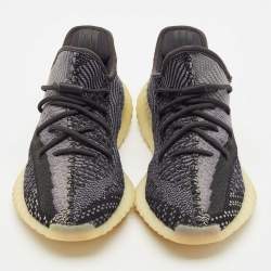 Pre Owned Yeezy x Adidas Black/Blue Knit Fabric Boost 350 V2 Carbon Sneakers Size 44