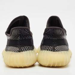 Pre Owned Yeezy x Adidas Black/Blue Knit Fabric Boost 350 V2 Carbon Sneakers Size 44