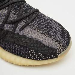 Pre Owned Yeezy x Adidas Black/Blue Knit Fabric Boost 350 V2 Carbon Sneakers Size 44