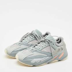 Yeezy x Adidas Grey/Blue Suede and Mesh Boost 700 Inertia Sneakers Size 44