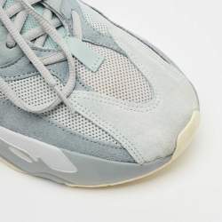 Yeezy x Adidas Grey/Blue Suede and Mesh Boost 700 Inertia Sneakers Size 44