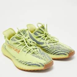 Yeezy x Adidas Neon Yellow Knit Fabric Boost 350 V2 Semi Frozen Yellow Sneakers Size 44