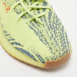 Yeezy x Adidas Neon Yellow Knit Fabric Boost 350 V2 Semi Frozen Yellow Sneakers Size 44