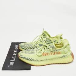 Yeezy x Adidas Neon Yellow Knit Fabric Boost 350 V2 Semi Frozen Yellow Sneakers Size 44