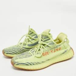 Yeezy x Adidas Neon Yellow Knit Fabric Boost 350 V2 Semi Frozen Yellow Sneakers Size 44