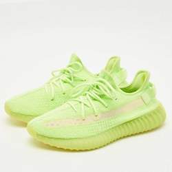 Yeezy x Adidas Green Knit Fabric Boost 350 V2 Glow Sneakers Size 44 1/3
