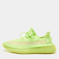 Yeezy x Adidas Green Knit Fabric Boost 350 V2 Glow Sneakers Size 44 1/3