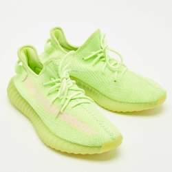 Yeezy x Adidas Green Knit Fabric Boost 350 V2 Glow Sneakers Size 44 1/3