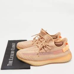 Yeezy x Adidas Orange Knit Fabric Boost 350 V2 Clay Sneakers Size 42 2/3