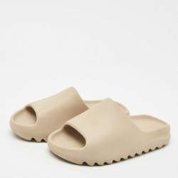 Pre Owned Yeezy x Adidas Beige Rubber Slide Flats Size 42