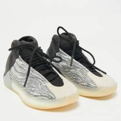 Pre Owned Yeezy x Adidas Grey/Black Mesh and Knit Fabric QNTM Sneakers Size 42.5