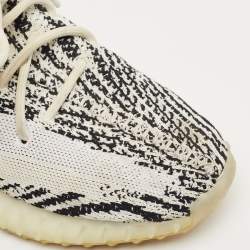 Yeezy x Adidas White/Black Knit Fabric Boost 350 V2 Zebra Sneakers Size 42 2/3