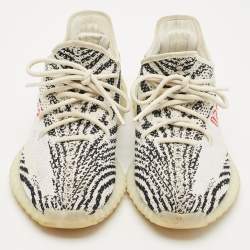 Yeezy x Adidas White/Black Knit Fabric Boost 350 V2 Zebra Sneakers Size 42 2/3