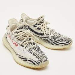 Yeezy x Adidas White/Black Knit Fabric Boost 350 V2 Zebra Sneakers Size 42 2/3