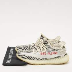 Yeezy x Adidas White/Black Knit Fabric Boost 350 V2 Zebra Sneakers Size 42 2/3