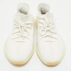 Yeezy x Adidas White Knit Fabric Boost 350 V2 White Sneakers Size 44