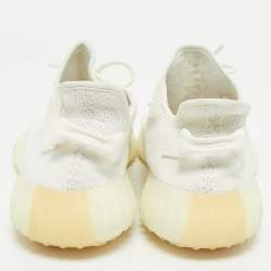 Yeezy x Adidas White Knit Fabric Boost 350 V2 White Sneakers Size 44