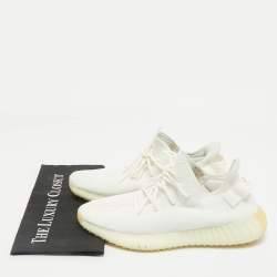 Yeezy x Adidas White Knit Fabric Boost 350 V2 White Sneakers Size 44
