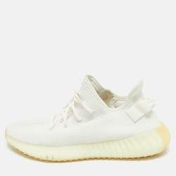 Yeezy x Adidas White Knit Fabric Boost 350 V2 White Sneakers Size 44