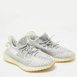 Yeezy x Adidas White/Grey Knit Fabric Boost 350 V2 Static (Non Reflective) Sneakers Size 46