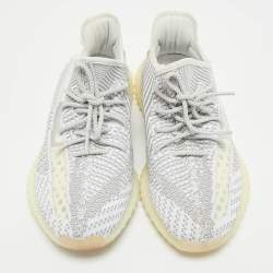 Yeezy x Adidas White/Grey Knit Fabric Boost 350 V2 Static (Non Reflective) Sneakers Size 46
