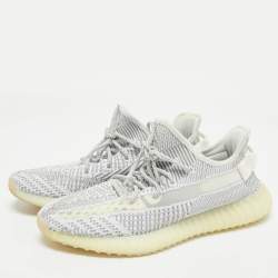 Yeezy x Adidas White/Grey Knit Fabric Boost 350 V2 Static (Non Reflective) Sneakers Size 46