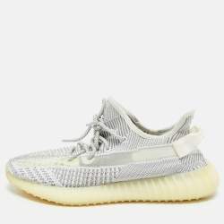 Yeezy x Adidas White/Grey Knit Fabric Boost 350 V2 Static (Non Reflective) Sneakers Size 46